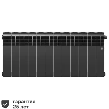 Радиатор секционный Royal Thermo Biliner RTBNSVR35012 350/87 12 секций нижнее правое подключение биметалл черный