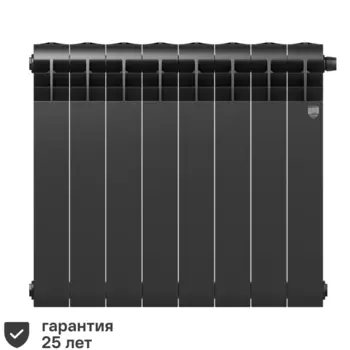 Радиатор секционный Royal Thermo Biliner RTBNSVR50008 500/87 8 секций нижнее правое подключение биметалл черный