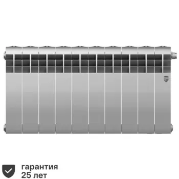 Радиатор секционный Royal Thermo Biliner RTBSSVR35010 350/87 10 секций нижнее правое подключение биметалл серый