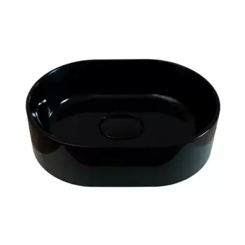 Раковина Mira Oval C накладная 35 см литьевой мрамор цвет черный глянцевый