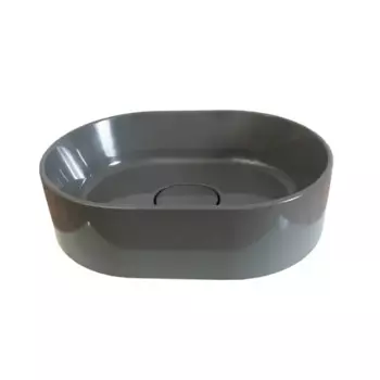Раковина Mira Oval S накладная 35 см литьевой мрамор цвет графит глянцевый