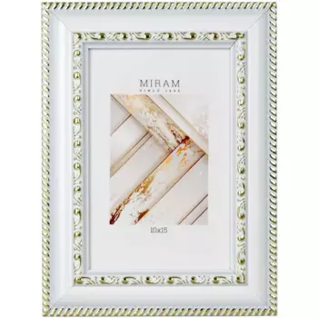 Рамка без паспарту Мирам 10x15x1.3 см пластик цвет белый