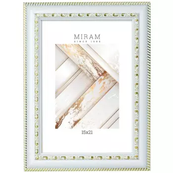 Рамка без паспарту Мирам 15x21x1.3 см пластик цвет белый