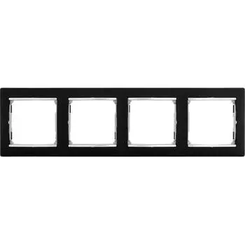 Рамка для розеток и выключателей Legrand Valena 4 поста, цвет ноктюрн/серебряный штрих