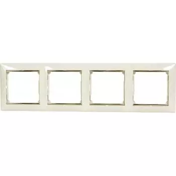 Рамка для розеток и выключателей Legrand Valena 4 поста, цвет слоновая кость/золотой шёлк