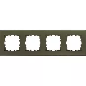 Рамка для розеток и выключателей Lexman Виктория плоская 4 поста цвет шампань матовый
