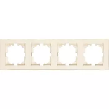 Рамка для розеток и выключателей Lezard Rain 4 поста, цвет бежевый