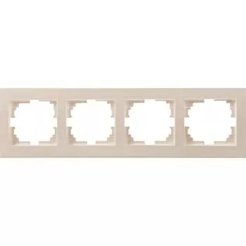Рамка для розеток и выключателей Lezard Rain 4 поста, цвет жемчужно-белый матовый