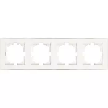 Рамка для розеток и выключателей Lezard Rain вертикальная 4 поста цвет белый
