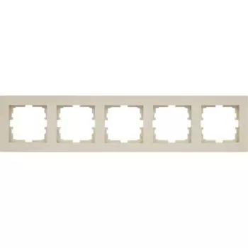 Рамка для розеток и выключателей Lezard Vesna 5 постов горизонтальная цвет кремовый