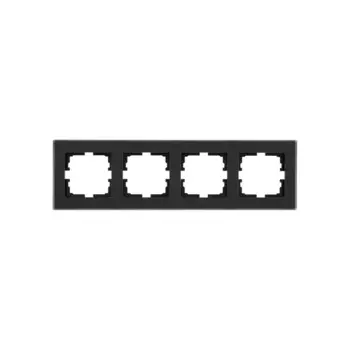 Рамка для розеток и выключателей Lezard Vesna 4 поста горизонтальная цвет черный матовый
