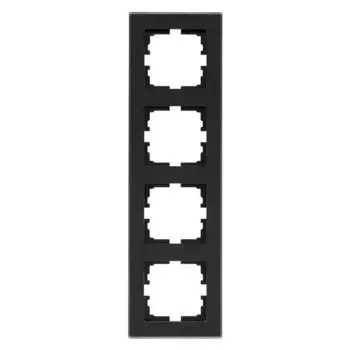 Рамка для розеток и выключателей Lezard Vesna 4 поста цвет черный матовый