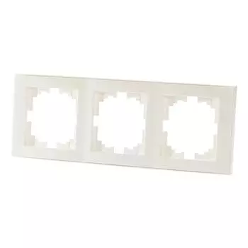 Рамка для розеток и выключателей Lezard вертикальная 3 поста, цвет жемчужно-белый
