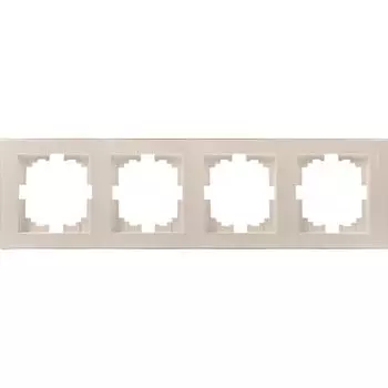 Рамка для розеток и выключателей Lezard вертикальная 4 поста цвет жемчужно-белый