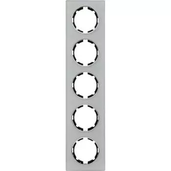 Рамка для розеток и выключателей Onekey Florence 5 постов стекло цвет серый