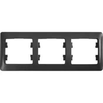 Рамка для розеток и выключателей Systeme Electric Glossa 3 поста цвет антрацит