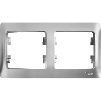Рамка для розеток и выключателей Systeme Electric Glossa 2 поста цвет алюминий