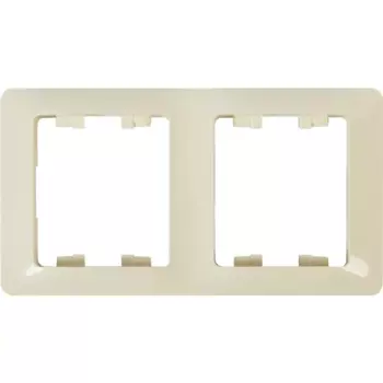 Рамка для розеток и выключателей Systeme Electric Glossa 2 поста вертикальная цвет бежевый
