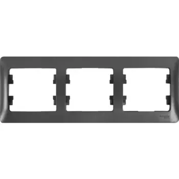 Рамка для розеток и выключателей Systeme Electric Glossa 3 поста тройная цвет графит
