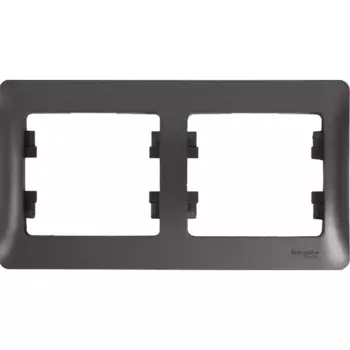 Рамка для розеток и выключателей Systeme Electric Glossa 2 поста двойная цвет графит