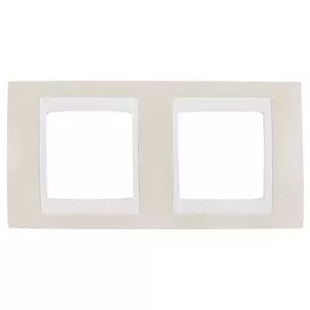 Рамка для розеток и выключателей Schneider Electric Unica 2 поста, цвет песчаный/белый
