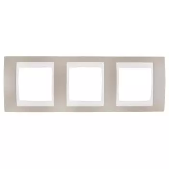 Рамка для розеток и выключателей Schneider Electric Unica 3 поста, цвет коричневый/белый