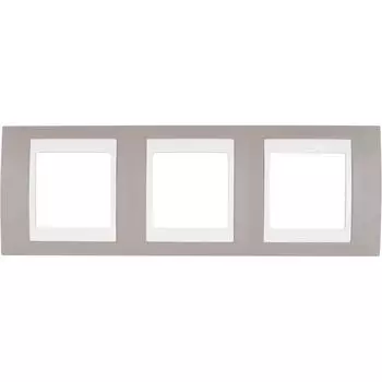 Рамка для розеток и выключателей Schneider Electric Unica 3 поста, цвет коричневый/бежевый