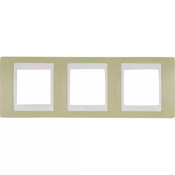 Рамка для розеток и выключателей Schneider Electric Unica 3 поста, цвет зелёное яблоко/бежевый