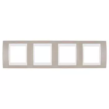 Рамка для розеток и выключателей Schneider Electric Unica 4 поста, цвет коричневый/белый