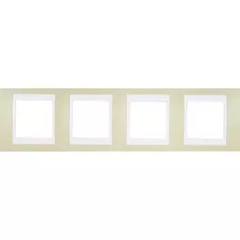 Рамка для розеток и выключателей Schneider Electric Unica 4 поста, цвет зелёное яблоко/бежевый