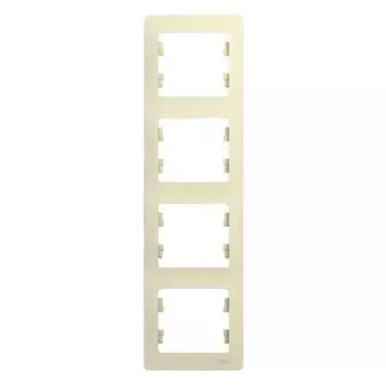 Рамка для розеток и выключателей Systeme Electric Glossa 4 поста цвет бежевый