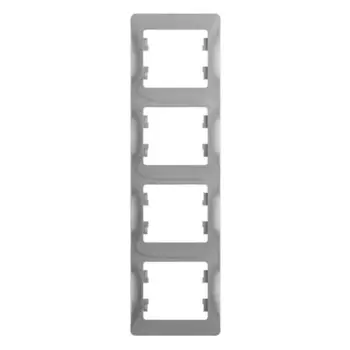 Рамка для розеток и выключателей Systeme Electric Glossa 4 поста цвет алюминий