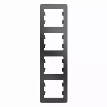 Рамка для розеток и выключателей Systeme Electric Glossa 4 поста цвет графит