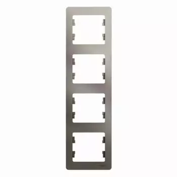 Рамка для розеток и выключателей Systeme Electric Glossa 4 поста цвет платина