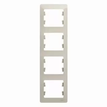Рамка для розеток и выключателей Systeme Electric Glossa 4 поста цвет молочный