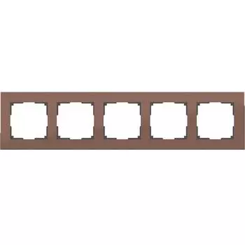 Рамка для розеток и выключателей Werkel Aluminium 5 постов, цвет коричневый