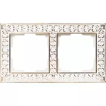 Рамка для розеток и выключателей Werkel Antik 2 поста металл цвет белое золото
