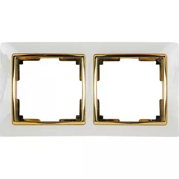 Рамка для розеток и выключателей Werkel Snabb 2 поста, цвет белый/золото