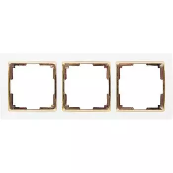 Рамка для розеток и выключателей Werkel Snabb 3 поста, цвет белый/золото