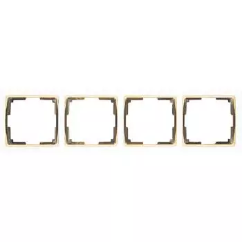 Рамка для розеток и выключателей Werkel Snabb 4 поста, цвет белый/золото