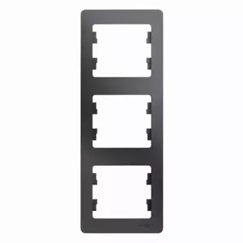 Рамка Glossa 3 поста вертикальная цвет графит
