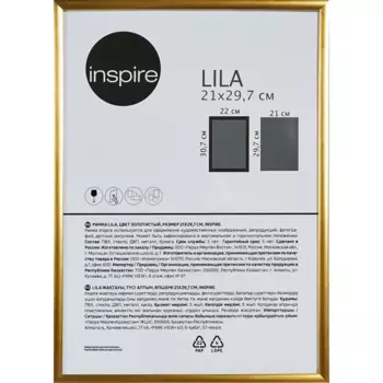 Рамка Inspire Lila 21x29.7 см пластик цвет золото