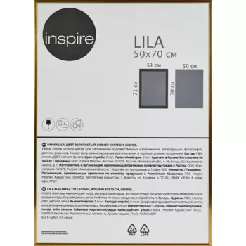 Рамка Inspire Lila 50x70 см пластик цвет золотистый