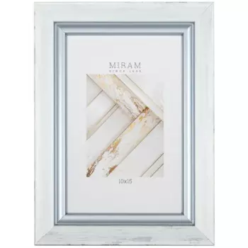 Рамка Мирам 10x15 см пластик цвет бело-серый