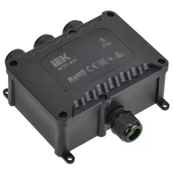 Распределительная коробка открытая IEK WTP-404 13.8x12.1 мм 4 ввода IP68 цвет черный