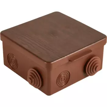 Распределительная коробка открытая TDM 100x100x55 мм 8 вводов IP54 цвет венге