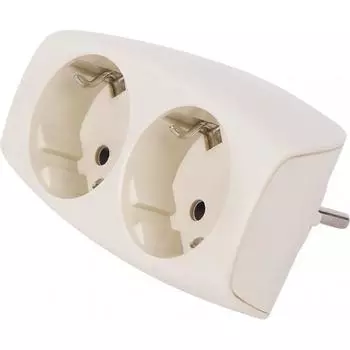 Разветвитель Эра SP-2e-I 2 розетки с заземлением 16 А цвет бежевый