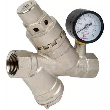 Редуктор давления Valtec с манометром 3/4", никелированная латунь VT.082.N.05