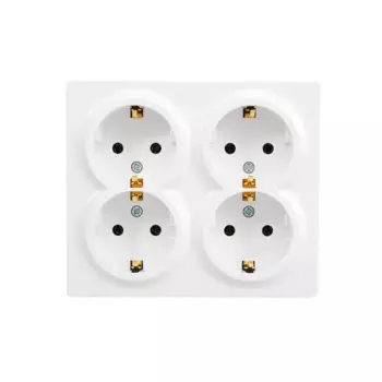 Розетка четверная Lezard Leto с заземлением цвет белый