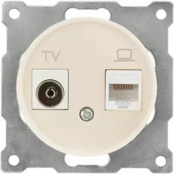 Розетка двойная антенна/компьютер TV/RJ45 кат.5e встраиваемая Onekeyelectro 1E20811301 цвет бежевый
